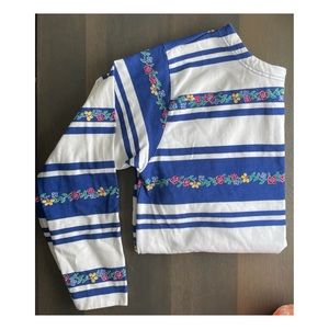 Talbots Striped Top with Floral Detail Size Small